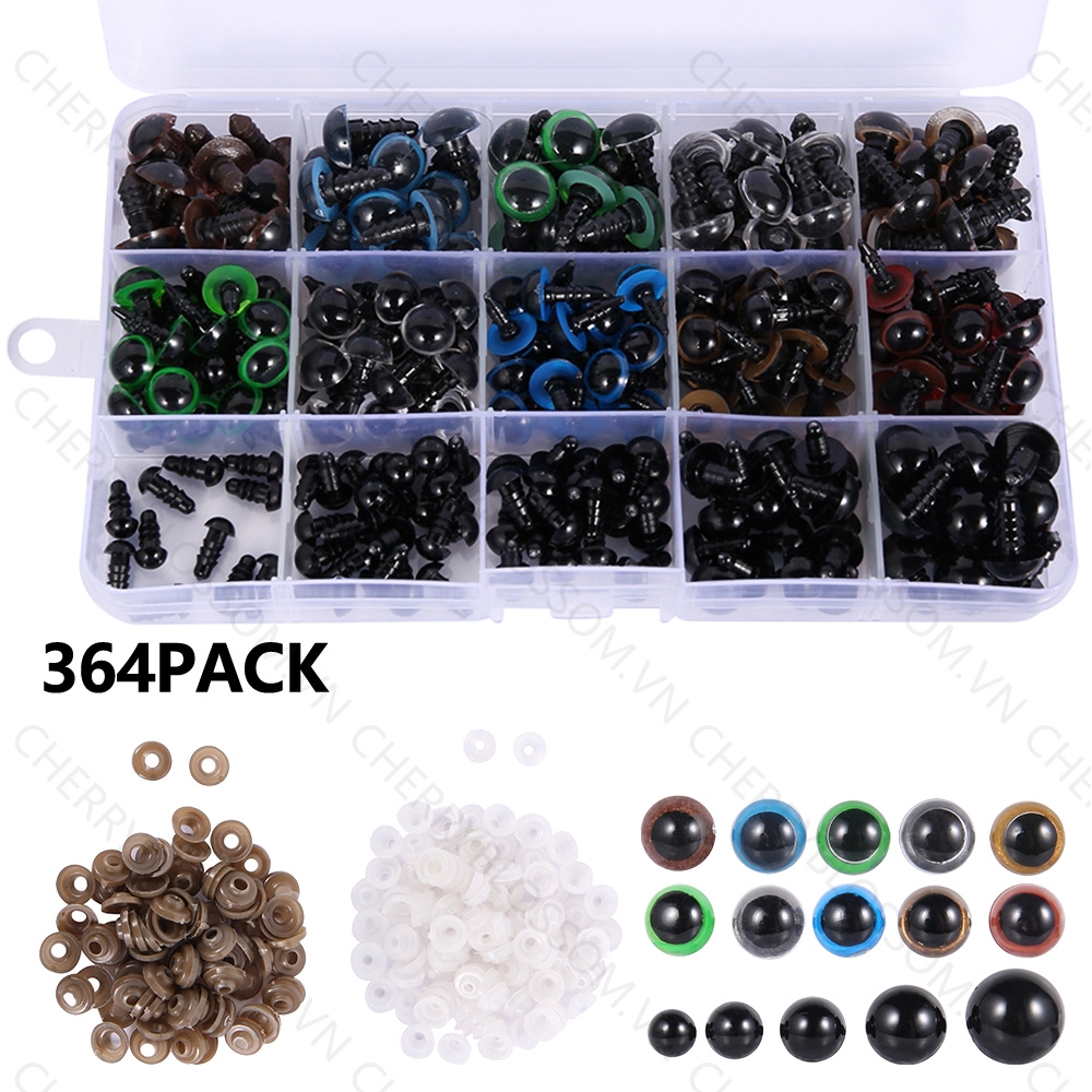 JPRICE Set 364 Mắt Nhựa Tam Giác 6mm - 12mm Cho Búp Bê