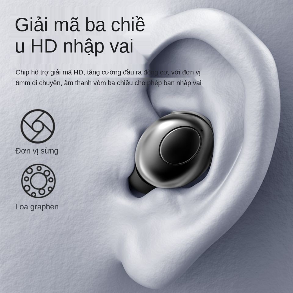 True wireless Bluetooth tai nghe kép nhét trong siêu nhỏ thể thao Huawei OPPO Apple vivo phổ thông