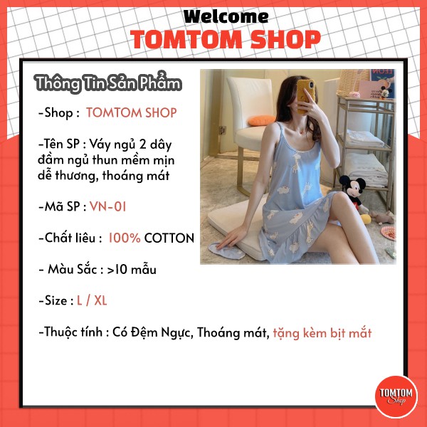 Váy ngủ 2 dây mềm mịn cao cấp dễ thương VN-01