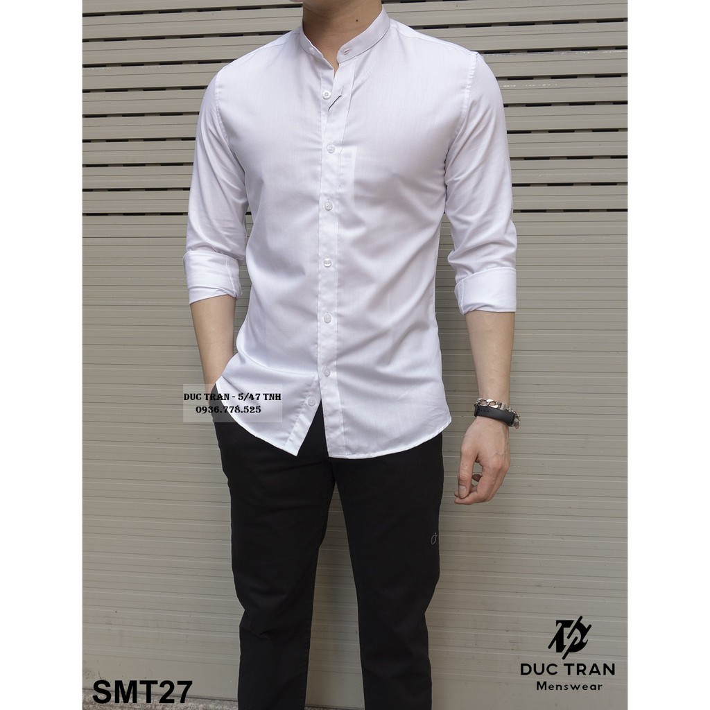 Sơ mi trơn màu cổ tàu: chất cotton lụa mềm thoáng, chống nhăn nhàu, ảnh tự chụp thật cam kết y hình!
