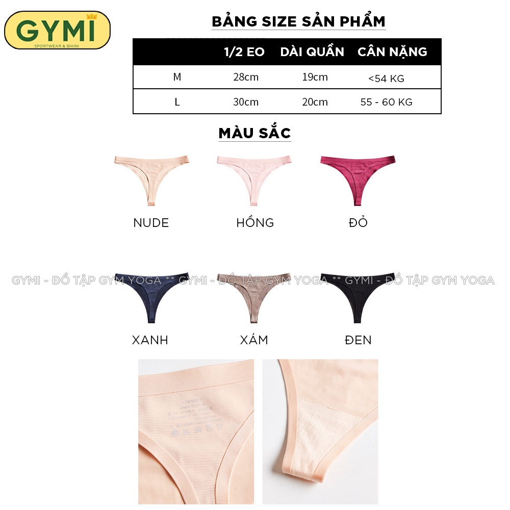 Quần lót lọt khe nữ GYMI chất su đúc không đường viền kháng khuẩn để tập gym yoga
