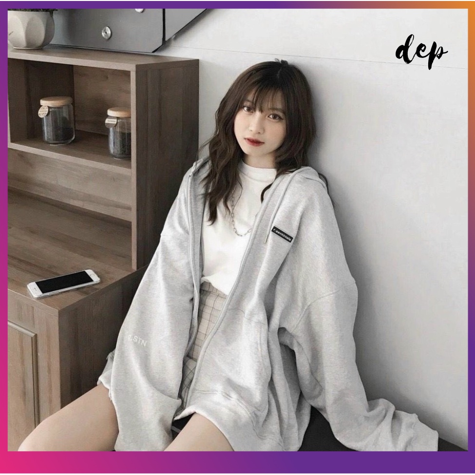 Áo khoác nỉ có dây kéo nam nữ Pe , áo form rộng unisex giá rẻ có nón chất nỉ Pe 2 lớp có nón mã K028