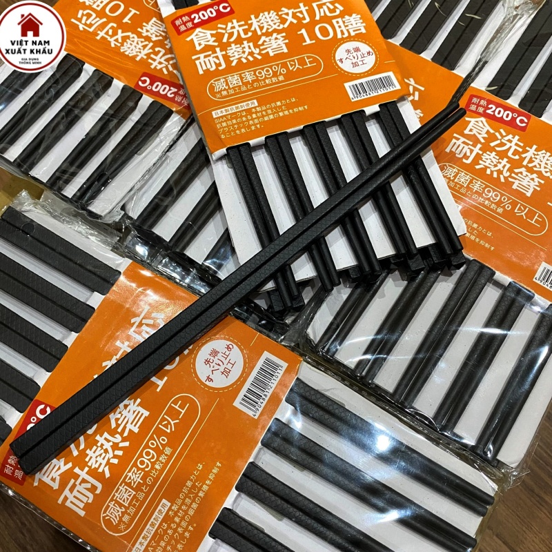 Set 10 Đôi Đũa Nhật Kháng Khuẩn Chống Nấm Mốc Chống Trơn Trượt Sang Trọng