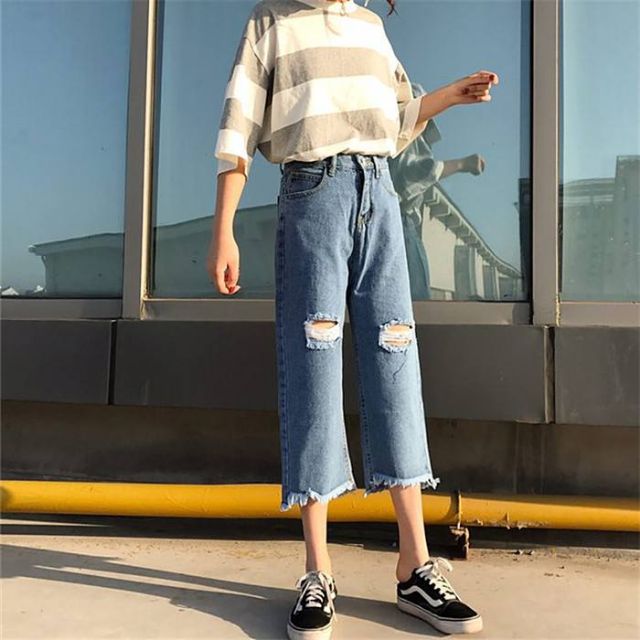 Hàng Sẵn_Quần jeans rộng chân ulzzang
