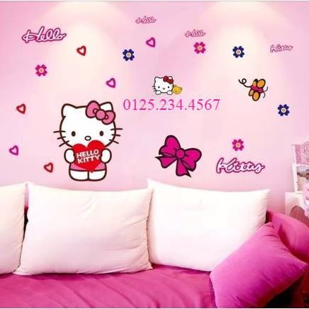 Decal dán tường hello kitty