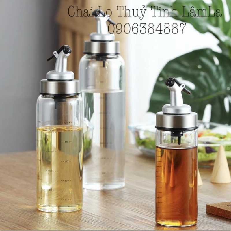 Bình Rót Dầu Thủy Tinh Cao Cấp Chia Vạch JIMMEAL 170ml 300ml 500ml | Rót dầu ăn , gia vị , nước mắm