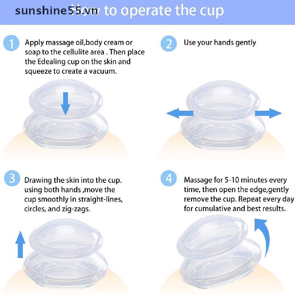 Bộ Cốc Giác Hơi Mát Xa Cơ Thể Lưng Gua Sha Ventosas Bằng Silicone