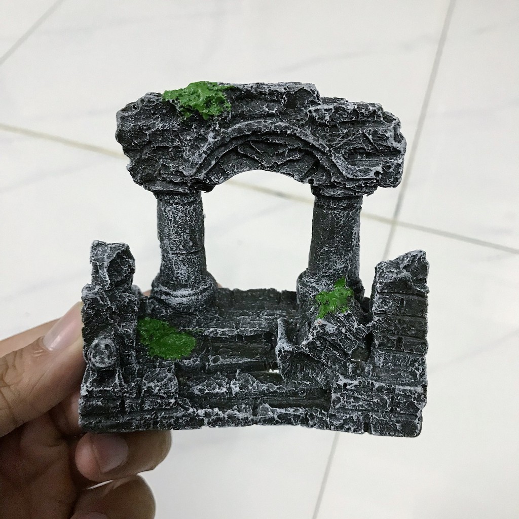 CỔNG 2 CỘT TRANG TRÍ HỒ CÁ NON BỘ DÀI 9CM RỘNG 4CM CAO 8CM