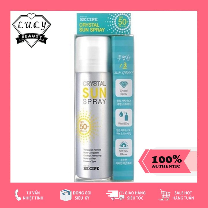 Hàng Hàn- Xịt chống nắng Recipe Crystal Sun Spray 150ml