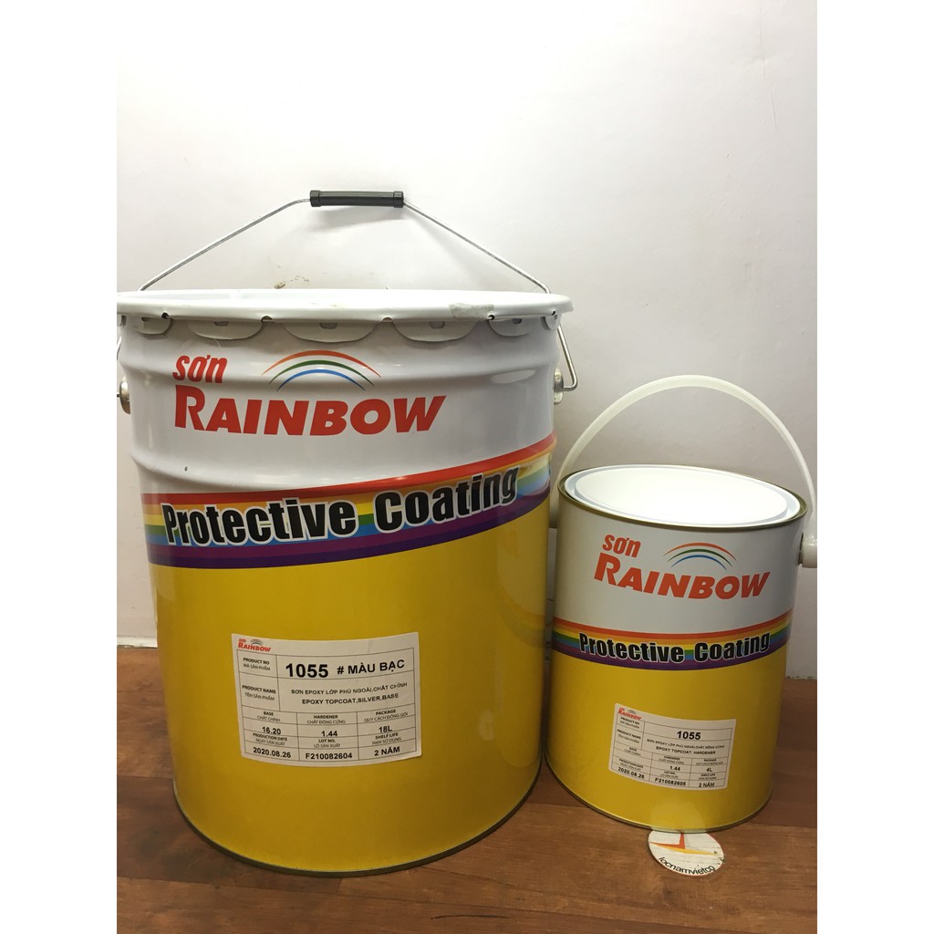 Sơn Rainbow Epoxy Topcoat 1055 màu bạc ( bộ 18L)