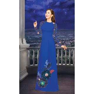 ÁO DÀI TRUYỀN THỐNG IN CÚC ĐẠI CAO CẤP - KHÔNG KÈM QUẦN