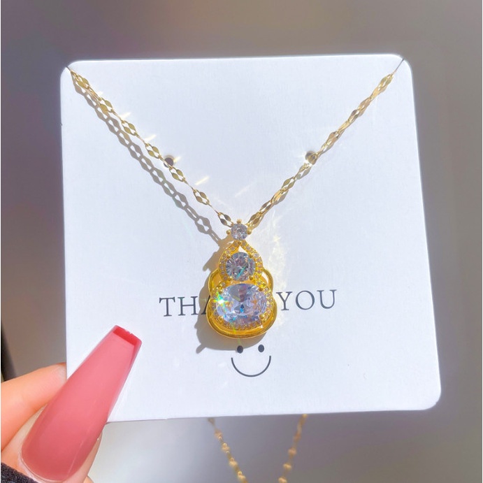 Dây Chuyền Titan Hồ Lô Đính Đá Nhân Tạo Sang Trọng TT 4195