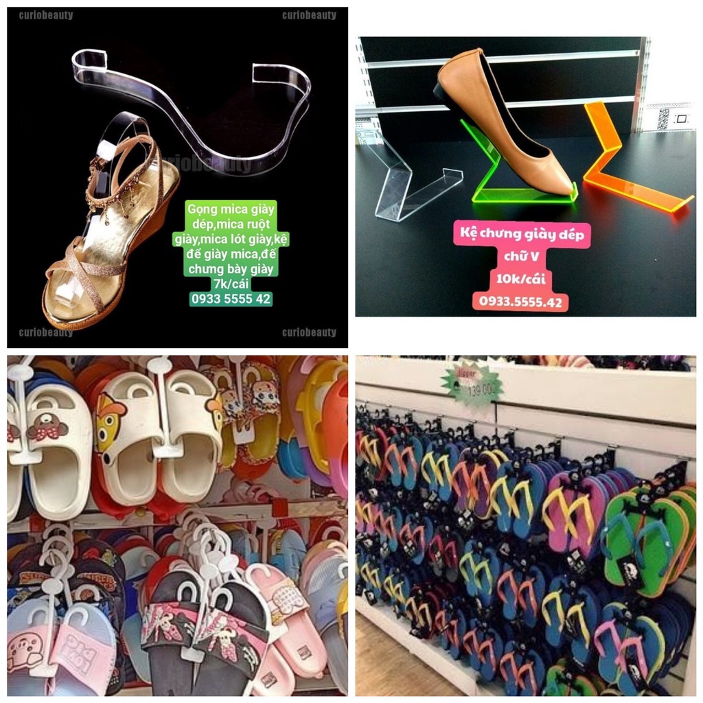 Combo 10 Kệ Đế Mica+lồng lót giày [FREE SHIP-RẺ]  Trưng Bày Giày/Dép Kiểu Chữ V