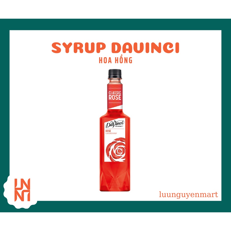 Siro/ Syrup Davinci Gourmet Hoa Hồng chuyên dùng trong pha chế - Chai 750ml