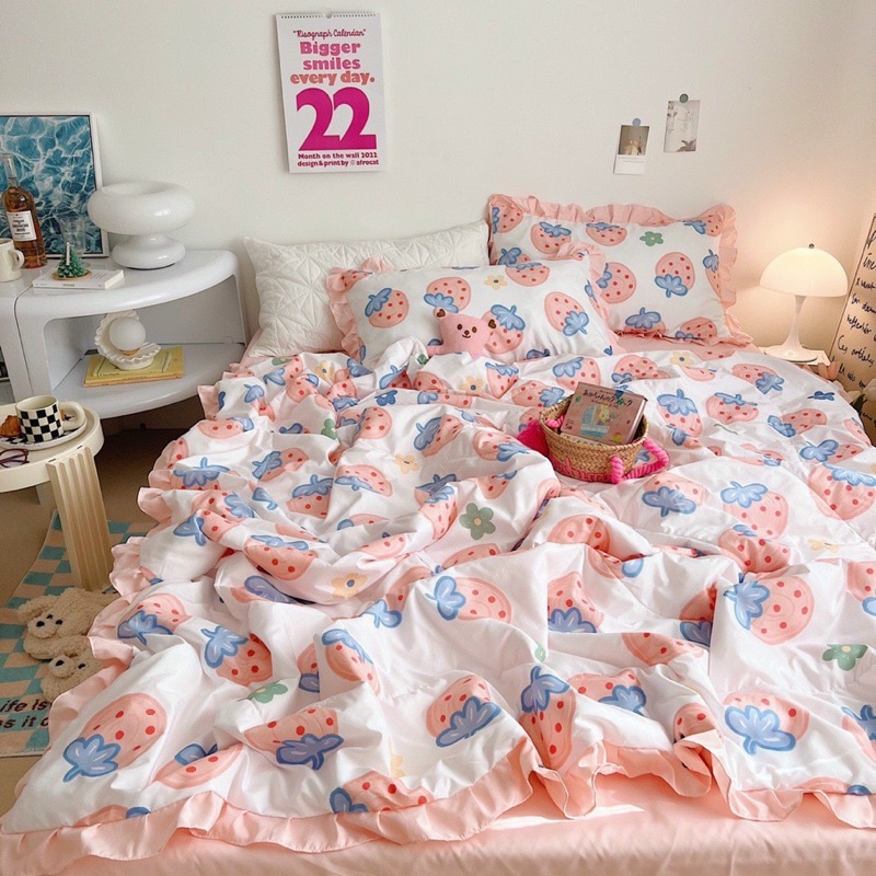 Set Đũi Chăn Hè Chần Bông Mỏng Nhiều Hoạ Tiết, Hàng Có Viền Bèo Xinh Xắn -shinbedding