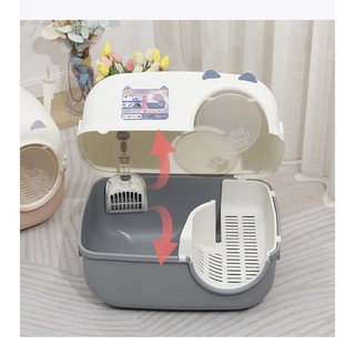 [ Bản mới nhất 2021 ]Nhà vệ sinh cho mèo kín, cao cấp kèm tặng xẻng chống văng cát cho mèo