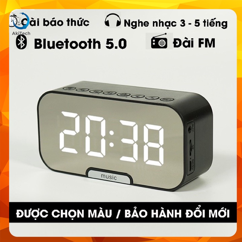 Loa bluetooth không dây kiêm đồng hồ báo thức G10 Plus màn hình tráng gương tích hợp đài FM và cổng thẻ nhớ