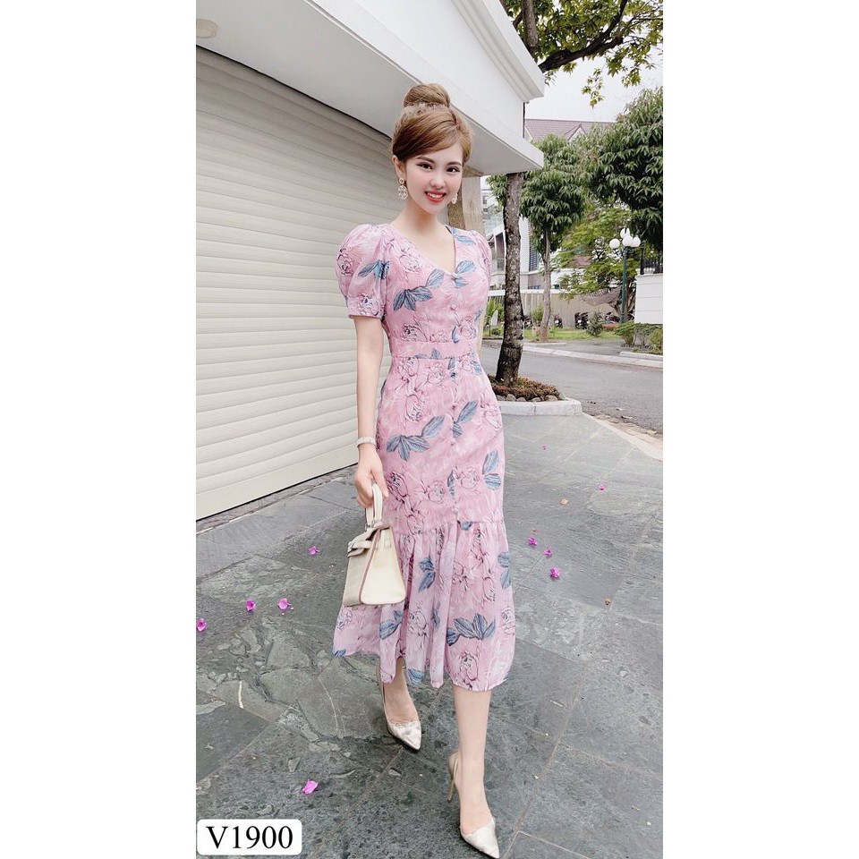 Váy Hoa Đuôi Cá Thiết Kế V1900 Xinh Đẹp Thời Thượng, Chuẩn Form Chất Vải mango Cao Cấp Hàn Quốc | BigBuy360 - bigbuy360.vn