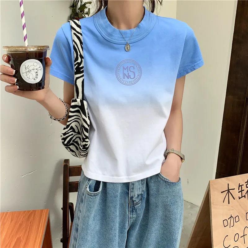 Áo Thun Nữ Ngắn Tay Màu Nhuộm Phong Cách Hàn Quốc Thời Trang Cho Áo phông Nữ TX-64