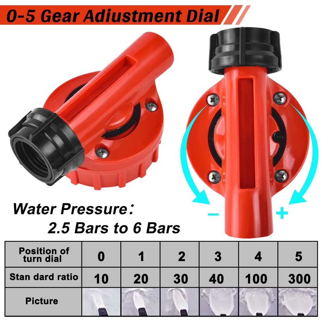 Bộ 5 Cái Súng Phun Bọt Rửa Xe Có Thể Điều Chỉnh Với Tỷ Lệ Và Vòi Phun Rửa Xe Hơi / Tưới Vườn