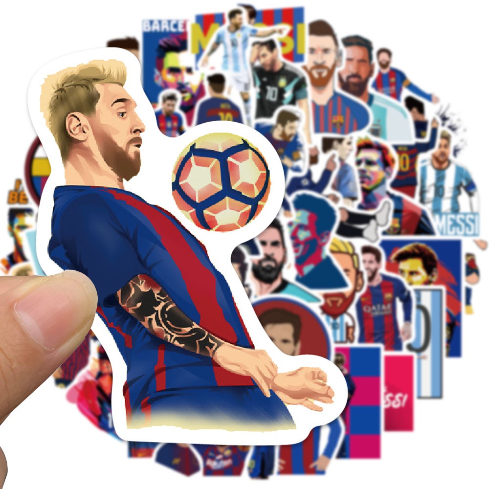 Set 50 hình dán trang trí chống thấm nước hình cầu thủ bóng đá Messi độc đáo NoBrand