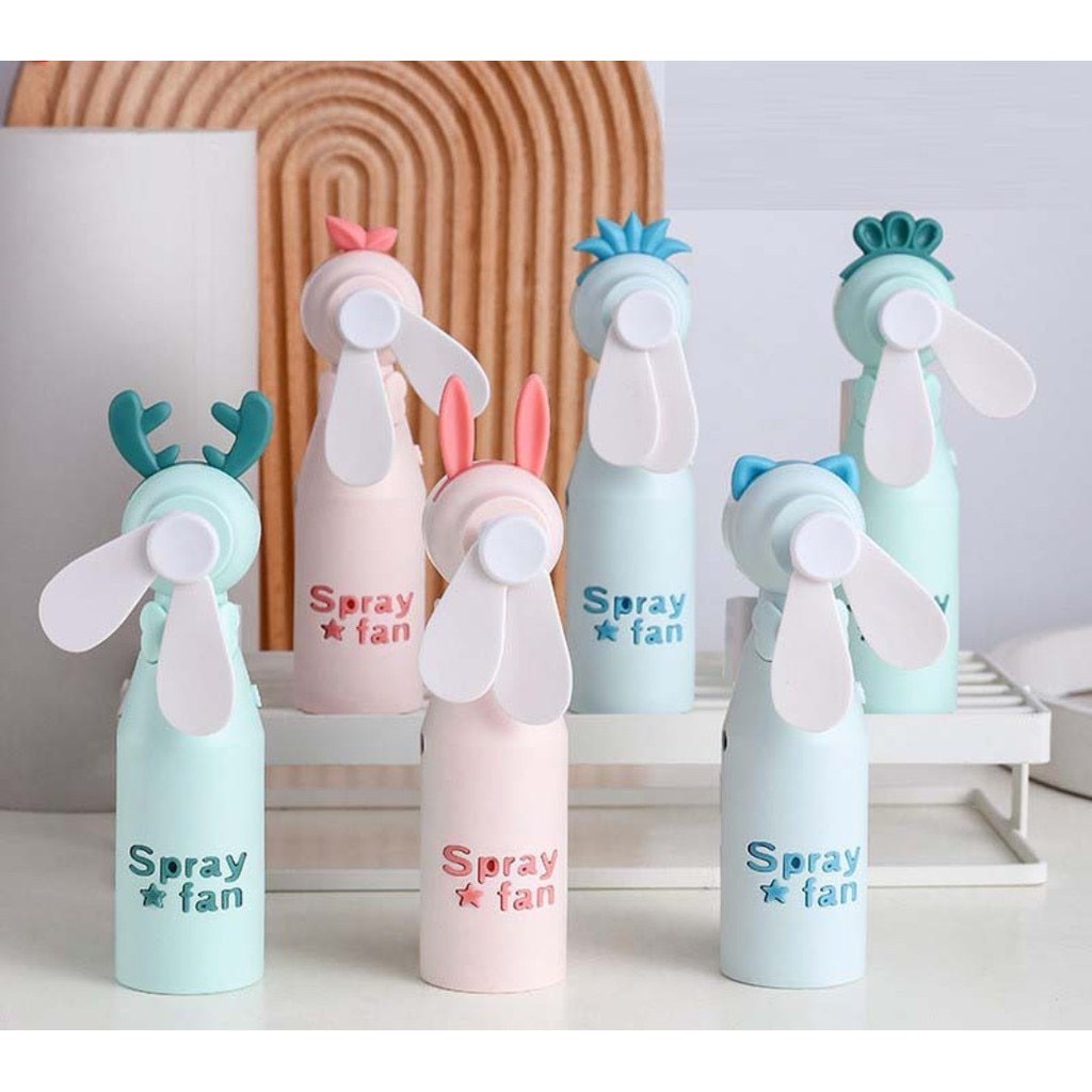 Quạt mini cầm tay phun sương điều hòa mát lạnh hình thú dễ thương