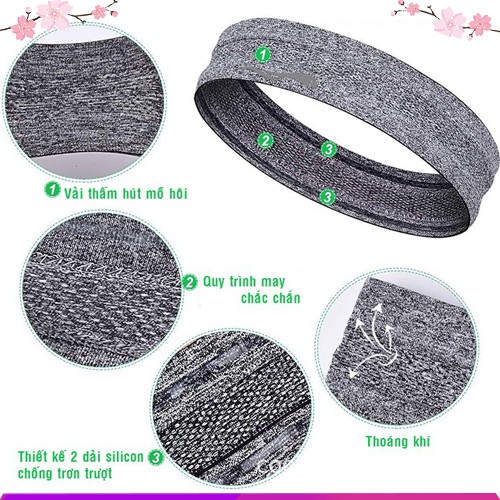 Băng Đô Thể Thao Headband Cotton Đeo Trán Thấm Chặn Mồ Hôi Chống Trượt Bản 5cm BDTT01