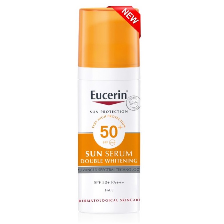 Kem chống nắng trắng da Eucerin sun serum double whitening SPF50+ 50ml TẶNG mặt nạ Sexylook (Nhập khẩu)