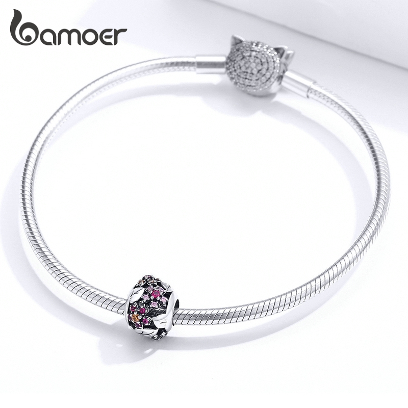 Hạt xỏ vòng tay Bamoer bằng bạc 925 đính đá zircon nhiều màu