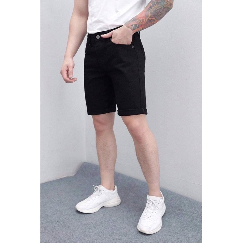 QUẦN SHORT JEAN NAM ĐEN CAO CẤP CO GIÃN