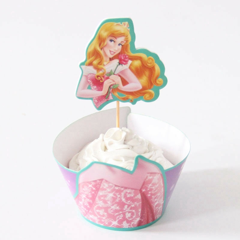 Bộ 48 cốc giấy bọc và que cắm bánh cupcake hình công chúa xinh đẹp