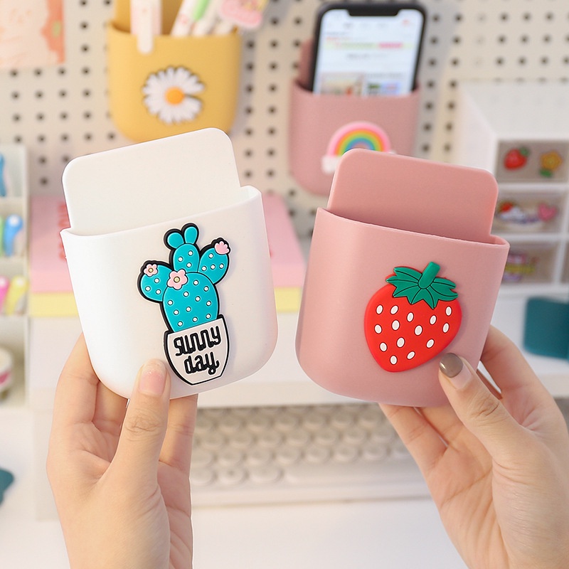 Kệ dán tường đa năng dễ thương Kem Shop, khay treo tường để bút/ điện thoại/ điều khiển, khay dính tường - K301