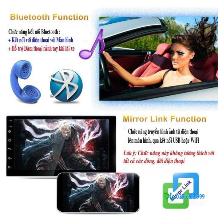 Đầu DVD Android RAM 2G Cho Ô Tô Tích Hợp GPS Chỉ Đường, Xem Camera Lùi - Màn Hình 7 inch Full HD Kính Cường Lực IPS 2.5D