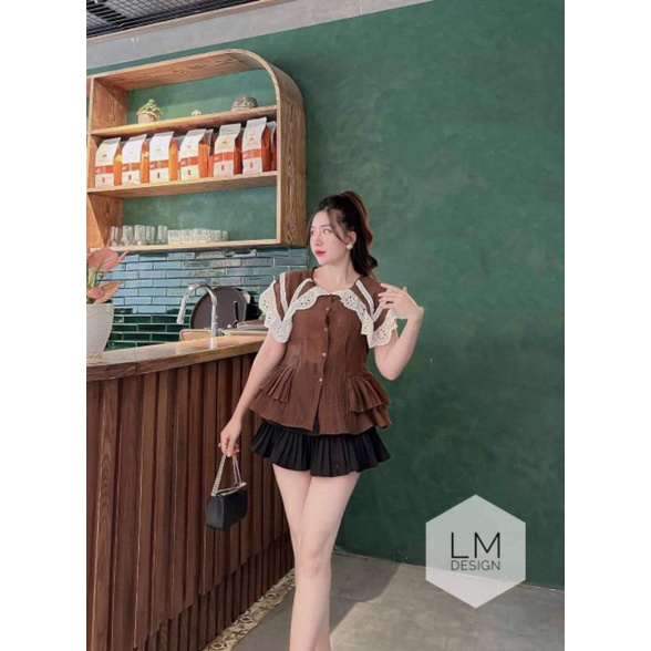 Áo cổ pha boy ren