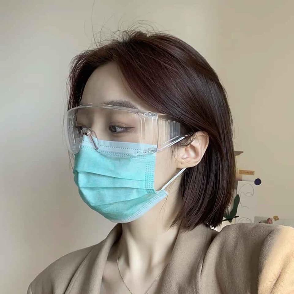 Kính bảo hộ che mắt chống giọt nước bọt công nghệ Đài Loan đeo được kính cận bảo vệ khỏi bụi và vi khuẩn