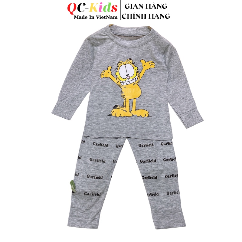 Bộ quần áo thu đông dài tay trẻ em mẫu Garfield chất cotton cho bé trai và gái 8-18kg