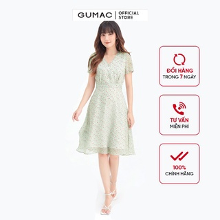 Đầm xòe cổ v nhún eo gumac họa tiết hoa nhí db603