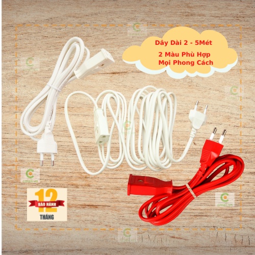 Cáp Nối Dài Điện Quang ĐQ EPF 2PN,Dây Nối Dài 2-5 Mét, 2 Màu Trắng-Đỏ Phù Hợp Phong Cách Riêng