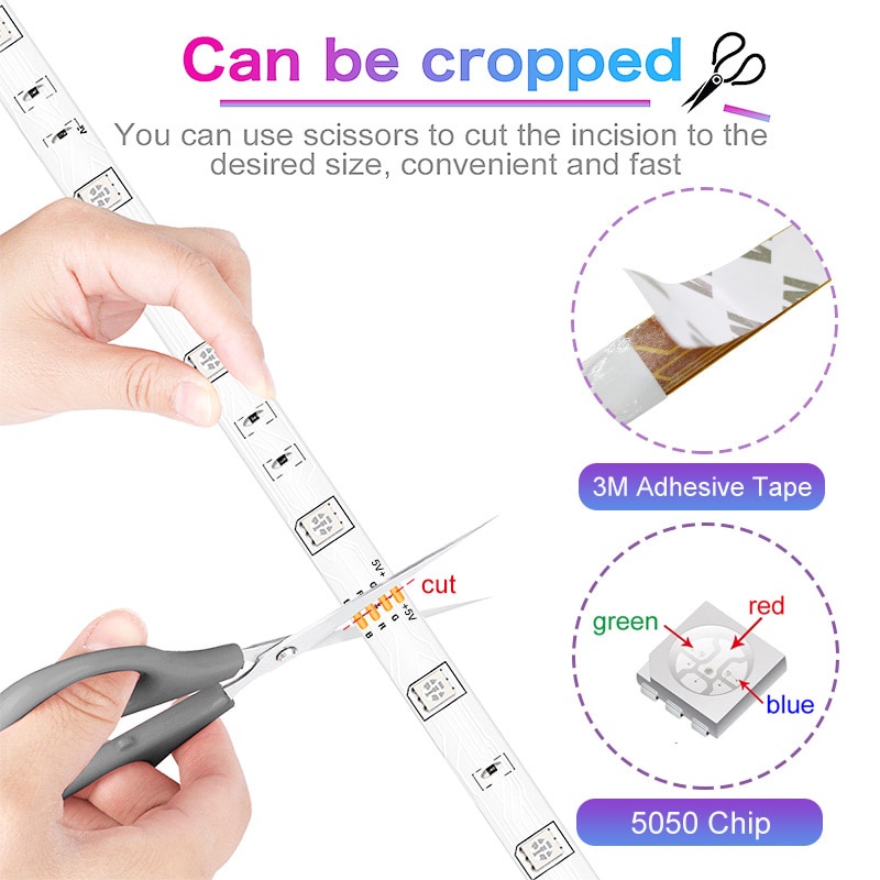Dải Đèn LED  Đèn Led Tiktok  5050RGB Mix DIY Trên 50 Màu Trang Trí Phòng Ngủ Nháy Theo Nhạc Sử Dụng App
