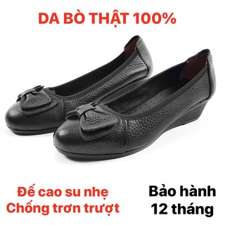 Giày Nữ Đế Xuồng 3cm Da Bò Thật Siêu Mềm VNXK 3P16
