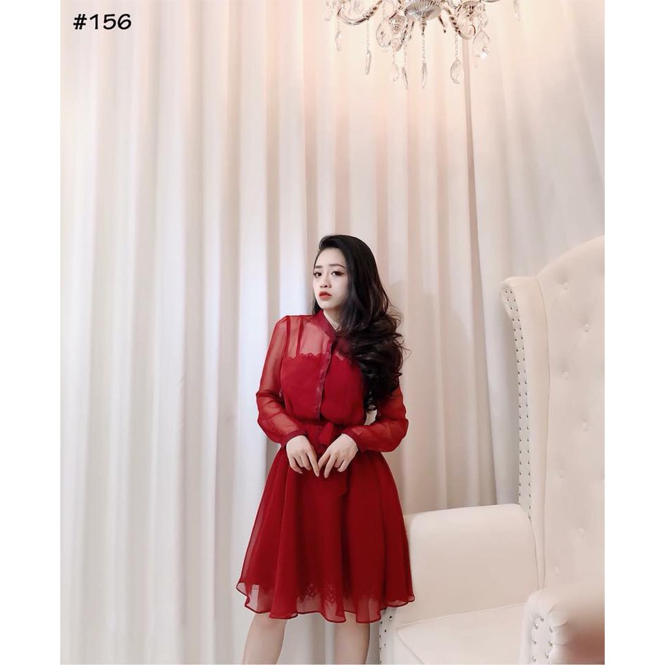 Đầm voan cột nơ eo siêu đẹp