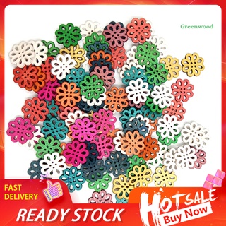 100 Nút Gỗ 4 Lỗ Hình Hoa Cúc