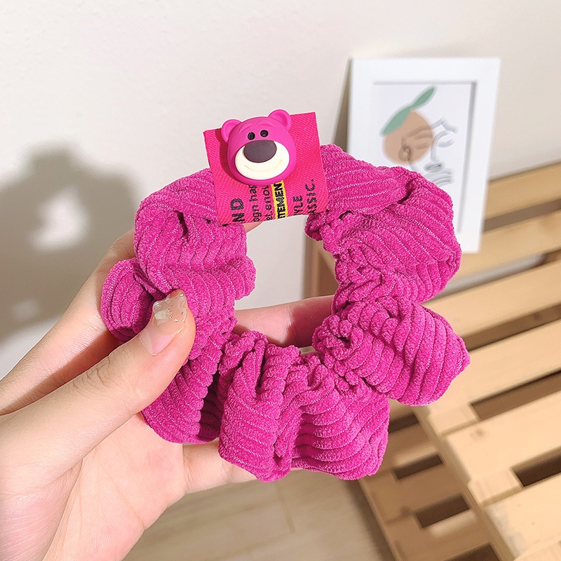 Dây Cột Tóc Cao Su Co Giãn Hình Gấu Và Dâu Tây Dễ Thương Phong Cách Hàn Quốc Cho Nữ