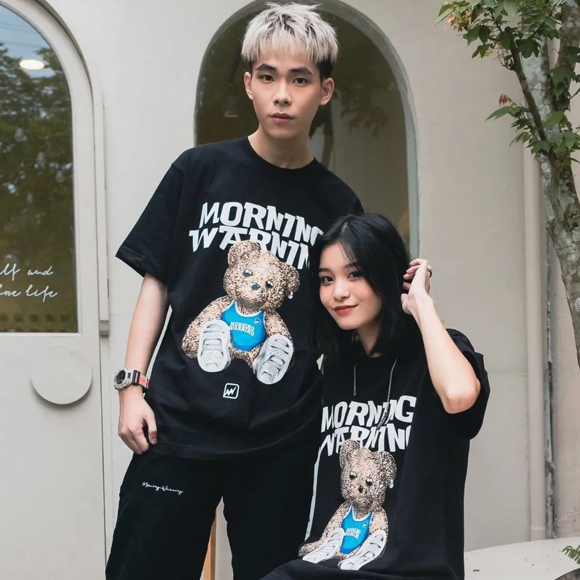 Áo thun Morning Warning Teddy - Gấu bông chơi đồ - Áo Thun Unisex Form Rộng Tay Lỡ Oversize Cotton 100% Local Brand