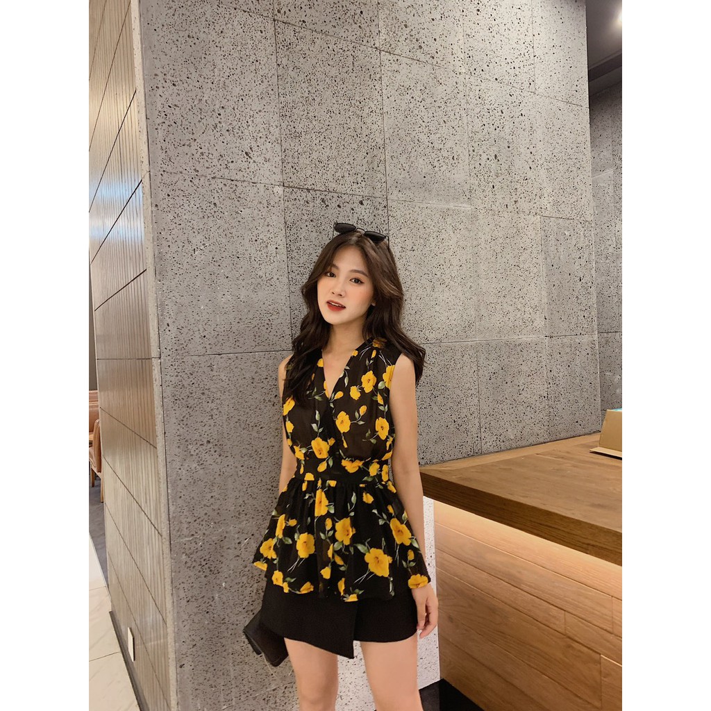 [Mã SKAMLTSM9 giảm 10% đơn 99K] Áo peplum voan hoa