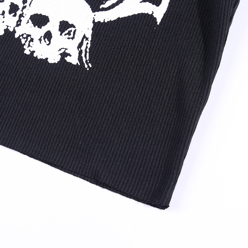 Áo Croptop Sát Nách In Họa Tiết Đầu Lâu Phong Cách Gothic Cổ Điển Những Năm 90 Cho Nữ