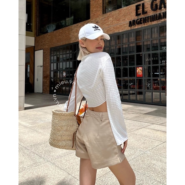 Quần short nữ MIEU kaki ống rộng lưng cao dáng xinh - HA01