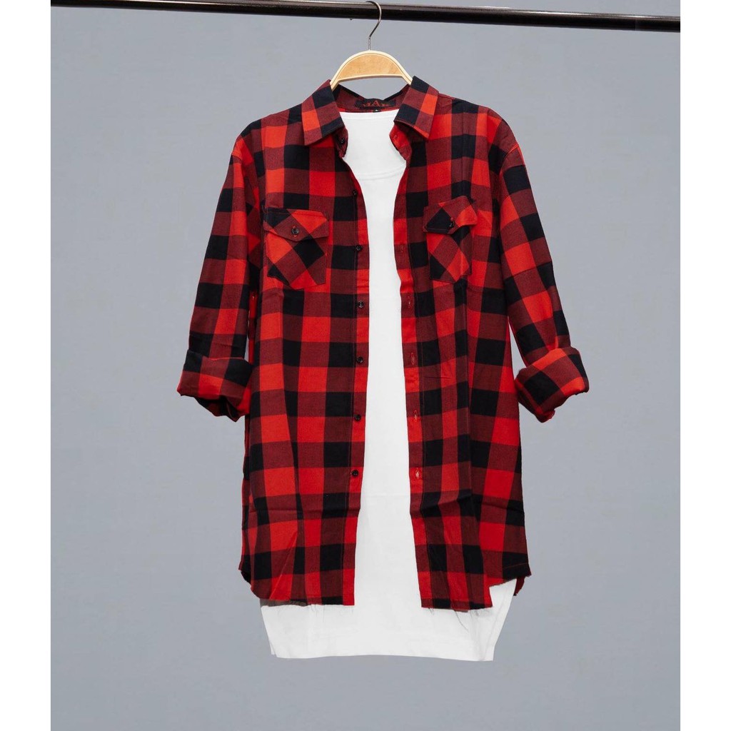 Sơ mi nam Flannel caro viền tưa Lexuza 007
