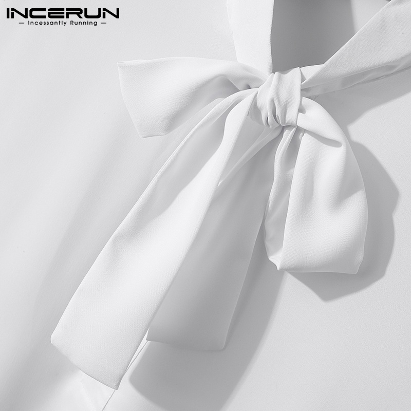 Áo sơ mi INCERUN tay dài màu trơn cài nút thời trang Hàn Quốc cho nam