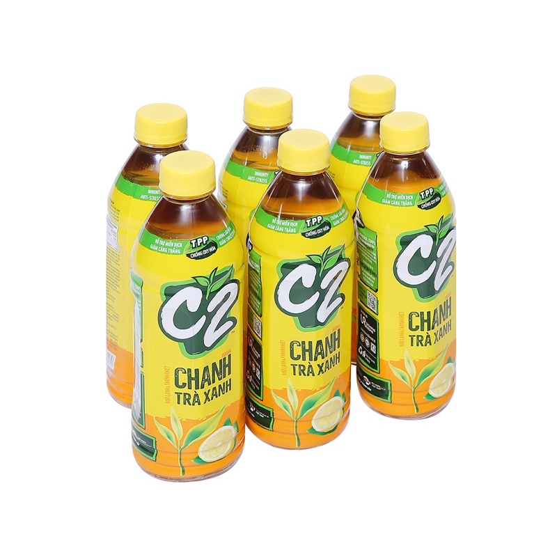 Lốc 6 chai C2 hương chanh và hương đào 455ml